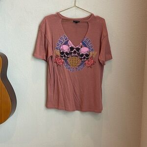 Topshop Choker Neck Graphic Tee Size 4